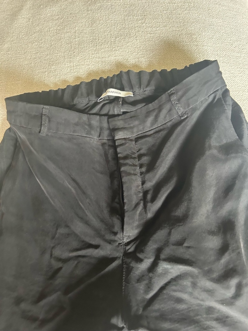 Women's Black Satin-Look Trousers by Pharaoh